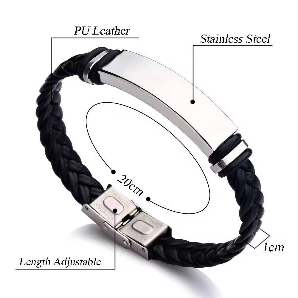 Combo Of 2 Men Bracelet Metal + Black