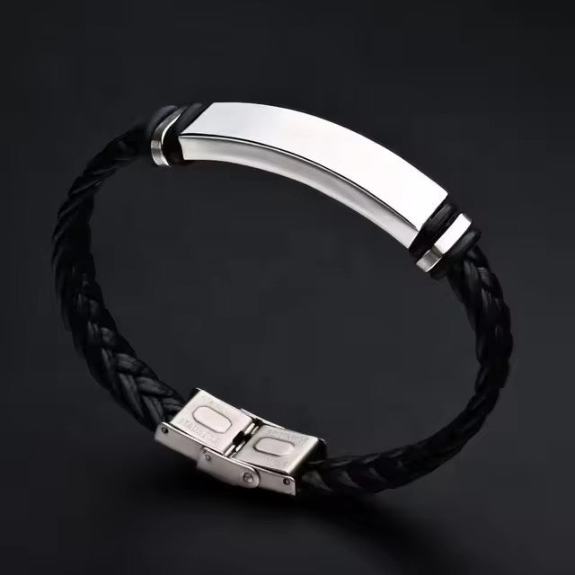 Combo Of 2 Men Bracelet Metal + Black